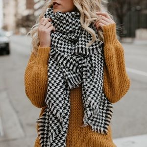 Houndstooth oversized blanket scarf wrap long